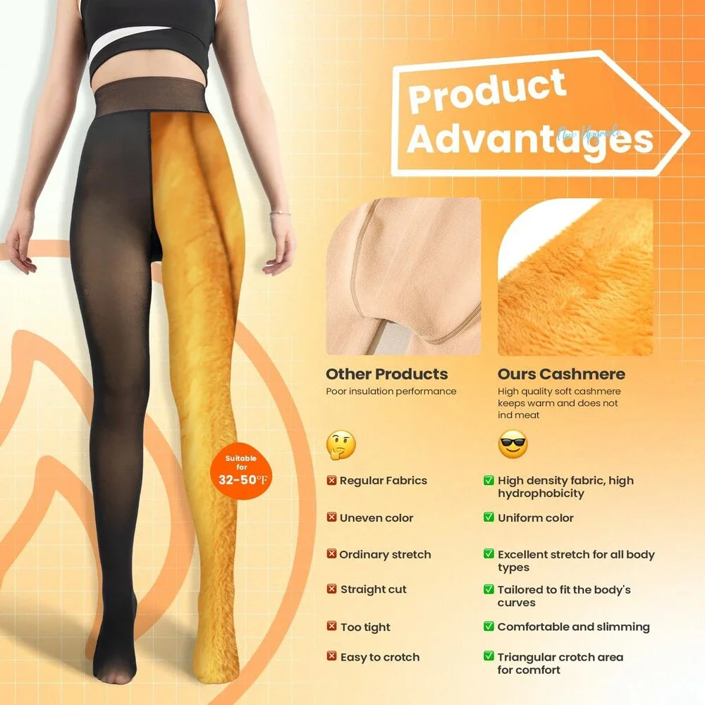 Caprilite Women's 2 Pairs Fleece Lined Tights-Fake SMALL, BLACK+BROWN, 2